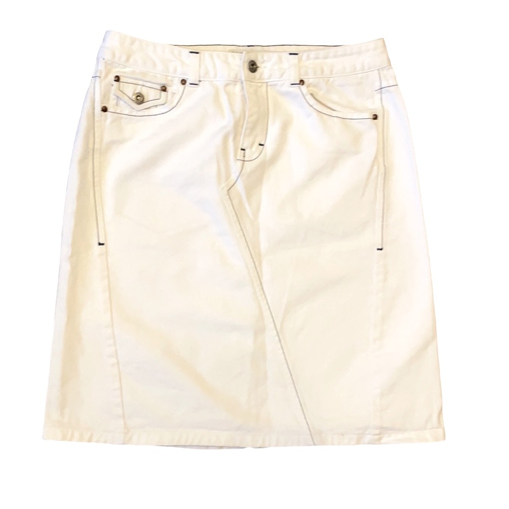Tommy Hilfiger white denim skirt w/blue stitching